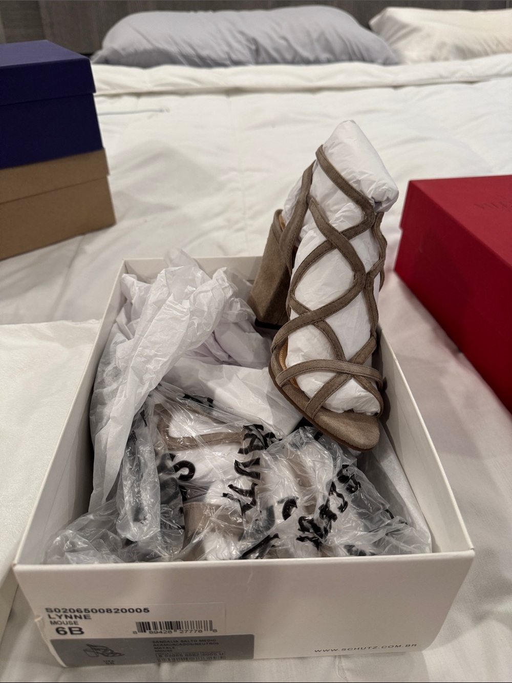 SCHUTZ Taupe Strappy Block Heel Sandals